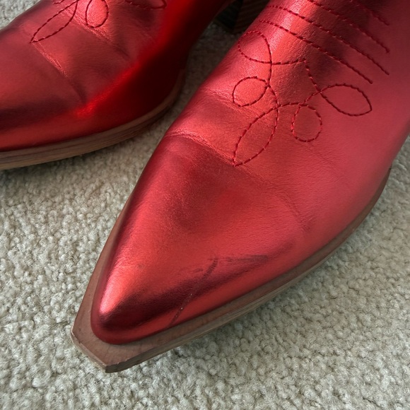 ShuShop Metallic Red Western-Style Women's Boots - Picture 3 of 11